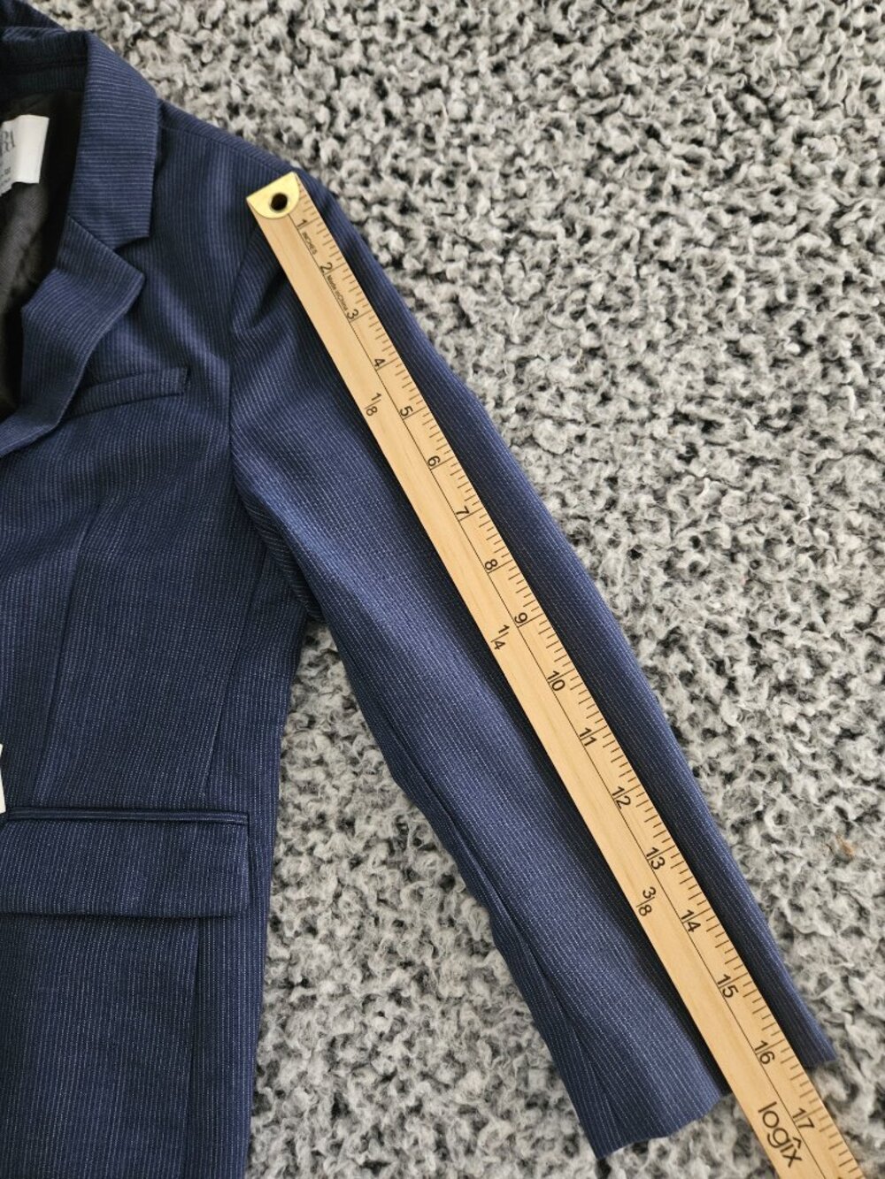 Zara Boys Classic Navy Blue Blazer Size 7 Youth S M Pinstripe Tailored Formal - Picture 14 of 14